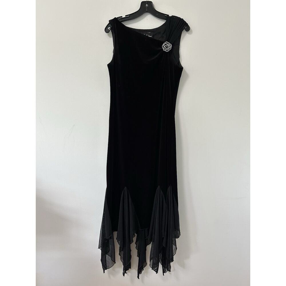 Vtg Dress Size‎ 10 Black Velvet Chiffon Whimsygoth 90s SL FASHIONS Fairy Goth